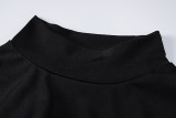 SC Solid Color O Neck Long Sleeve Split Maxi Dress BLG-D1B7226K