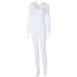 SC Long Sleeve Solid Color Slim Jumpsuit BLG-P0A3610A