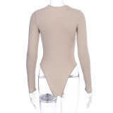 SC Casual Solid Color Long Sleeve Bodysuit BLG-P9B1581A