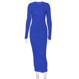 SC Solid Color Long Sleeve Slim Maxi Dress BLG-D269186A