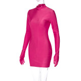 SC Round Neck Long Sleeve Glove Mini Dress BLG-D3612995A