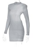 SC Sexy Backless Long Sleeve Mini Dress BLG-D279502K
