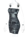 SC Backless Print Tube Tops Mini Dress BLG-D2C11412A