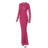 SC Fashion Solid Color Long Sleeve Slim Maxi Dress BLG-D3813931A