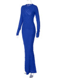 SC Fashion Solid Color Long Sleeve Slim Maxi Dress BLG-D3813931A