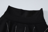 SC Fashion Hot Drill Slim Long Sleeve Midi Dress BLG-D3A14443K