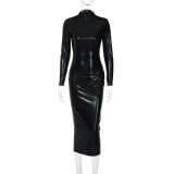 SC Slim Long Sleeve O Neck Midi Dress BLG-D2810014K