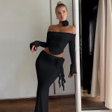 SC Sexy Tube Tops Long Sleeve Top Two Piece Skirt Set BLG-S3813934A