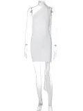 SC Sexy Backless Pleated Single Shoulder Mini Dress BLG-D3512946A