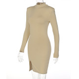 SC Long Sleeve High Neck Mini Dress BLG-D0C4245A