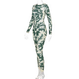 SC Fashion Backless Long Sleeve Print Midi Dress BLG-D144890K