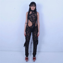 SC Sexy Lace See-Through Hollow Out Skinny Jumpsuit XEF-39727