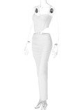 SC Sexy Sling Crop Tops And Split Skirts Two Piece Set BLG-S3412276A