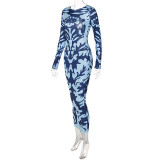 SC Fashion Backless Long Sleeve Print Midi Dress BLG-D144890K
