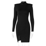 SC Long Sleeve High Neck Mini Dress BLG-D0C4245A