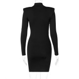 SC Long Sleeve High Neck Mini Dress BLG-D0C4245A