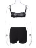 SC Sexy Sling Wrap Chest Tops And Shorts Two Piece Set BLG-S3412414A