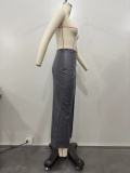 SC PU High Split Irregular Half-body Skirt OD-8618
