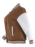 SC Color Block Long Sleeve Print Baseball Jacket ZDF-31323