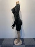 SC Long Sleeve Hot Drill Slim Mini Dress NY-2926