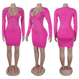SC Long Sleeve Hot Drill Slim Mini Dress NY-2926