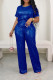 SC Short Sleeve Sequin Casual Two Piece Pants Set LS-0403