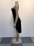 SC Sexy Slim Hot Drill Sling Split Midi Dress NY-2905