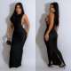SC Solid Color Sleeveless Split Maxi Dress BY-6791