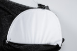 SC V-Neck Pleated Shoulder Pad Long Sleeve Dress BLG-D2910379K