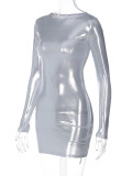 SC O Neck Long Sleeve Slim Mini Dress BLG-D3A14390A