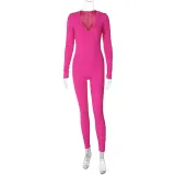 SC Long Sleeve V Neck Sport Jumpsuit BLG-P3914317A