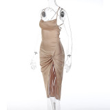SC Sexy Backless Tie Up Split Maxi Dress BLG-D289852K