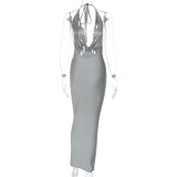 SC Sexy V-neck Backless Sleeveless Maxi Dress BLG-D238018K