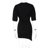 SC Casual Print Short Sleeve Mini Dress BLG-D258560A