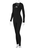 SC Long Sleeve V Neck Sport Jumpsuit BLG-P3914317A