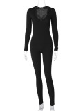 SC Long Sleeve V Neck Sport Jumpsuit BLG-P3914317A