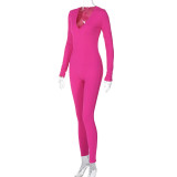 SC Long Sleeve V Neck Sport Jumpsuit BLG-P3914317A