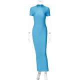 SC Short Sleeve Backless Split Maxi Dress BLG-D3312103A