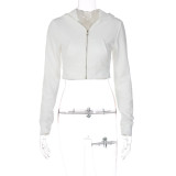 SC Fashion Zipper Hooded Slim Crop Tops BLG-T2910448A