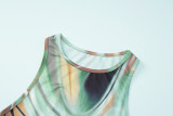 SC Fashion Print Slim Sleeveless Long Dress BLG-D3512869K