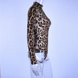 SC Leopard Print Long Sleeve Tight Bodysuit BLG-P8C0596A