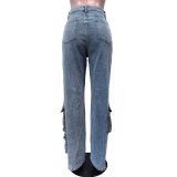 SC Casual Multi-pockets Straight Jeans MEM-88544