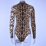SC Leopard Print Long Sleeve Tight Bodysuit BLG-P8C0596A