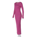 SC Long Sleeve Solid Color Maxi Dress BLG-D3B14895A