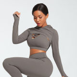 SC Yoga Wear Crossover Hooded Top 3 Piece Set GMDI-35594