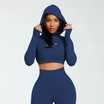 SC Yoga Wear Crossover Hooded Top 3 Piece Set GMDI-35594