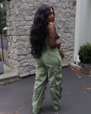 SC Fashion Sexy Wrap Chest Single-breasted Multi-Pocket Jumpsuit GHKC-13579