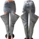 SC Casual Hollow Out Zipper Jeans TK-6309