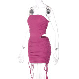 SC Solid Color Tube Tops Drawstring Skirt 2 Piece Set BLG-S1A6817K
