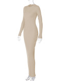 SC Solid Color Long Sleeve Maxi Dress BLG-D3914162A